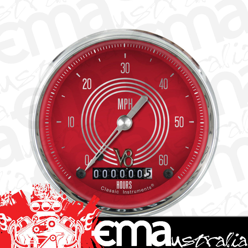 Classic Instruments LSV8RS Low Speed Speedo, V8 Red Steelie
