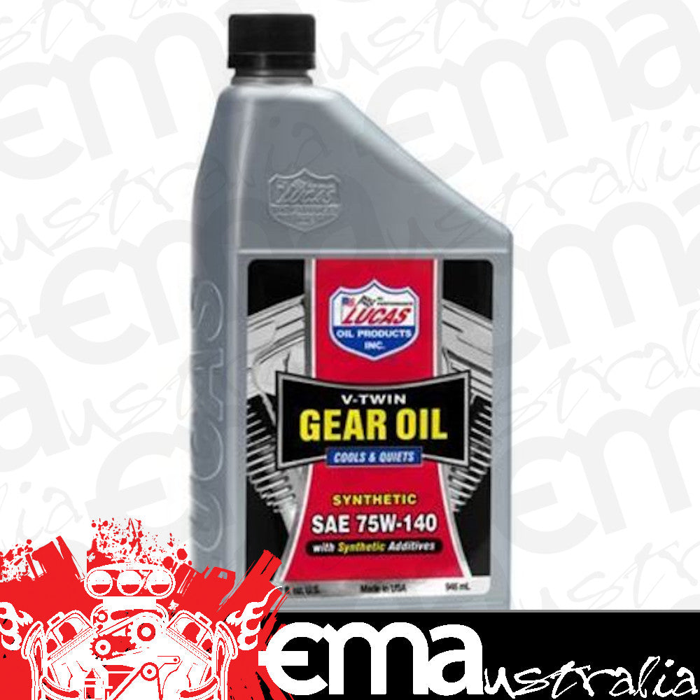 Lucas Oils LUS-10791 Synthetic SAE 75W-140 V-Twin Gear Oil 1 Quart