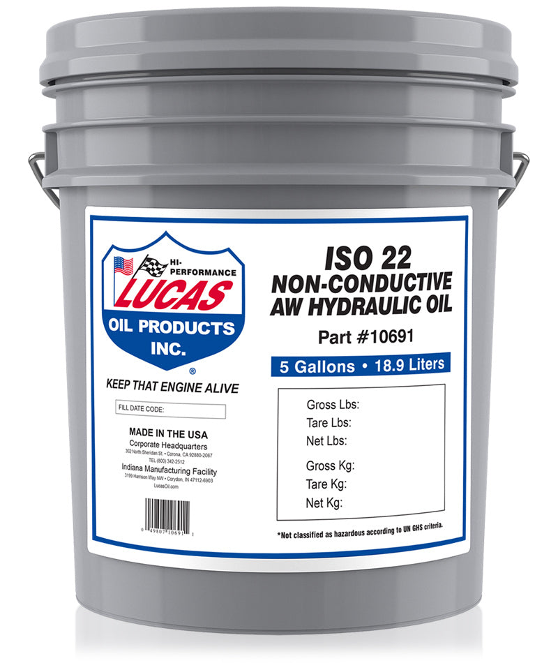 Lucas Oils LUS-11107 Non-Conductive AW ISO 32 Hydraulic Oil 5 Gallon Pail