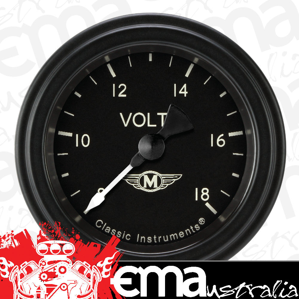 Classic Instruments MA130BLF Moal Bomber - Volt Gauge Full Sweep 2-1/8"