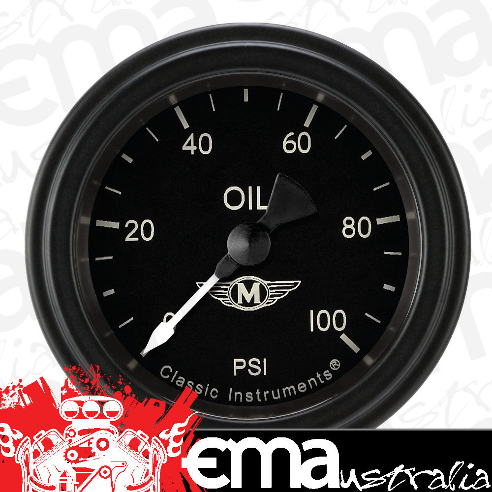 Classic Instruments MA181BLF Moal Bomber 2-1/8" Full Sweep Oil Pressure 100psi