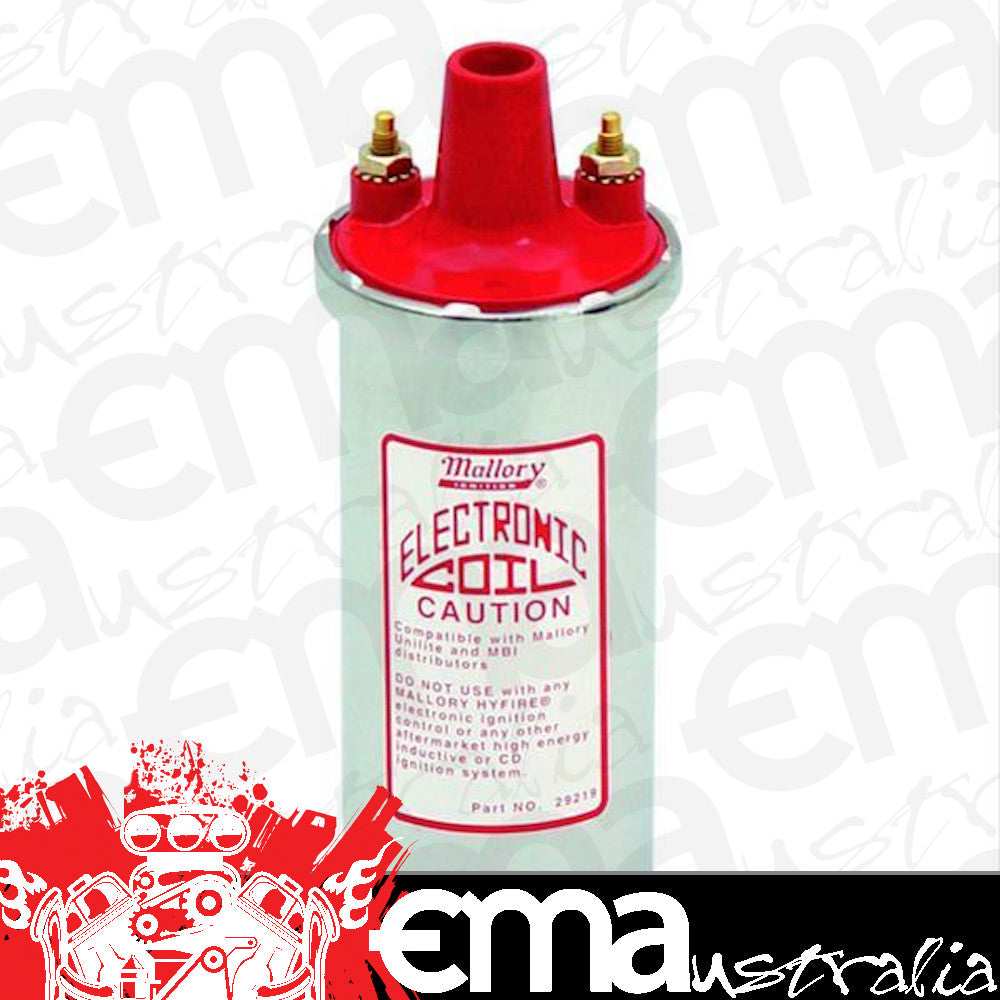Mallory Ignition MAL29219 Mallory Canister Style Coil Chrome Red Top