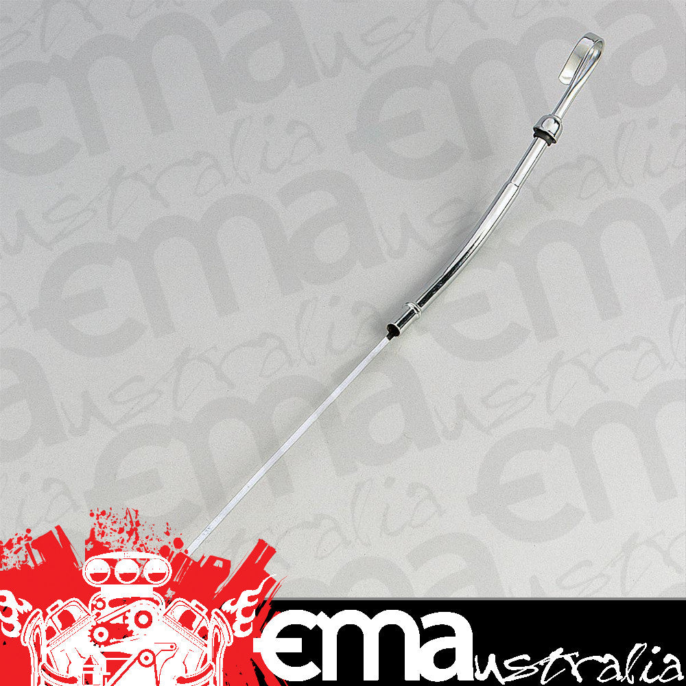 Chevy small block Gen I 265-400 c.i.d. V8 Chrome Steel Engine Dipstick Tube Suit Chev Sb Mr Gasket MG6235