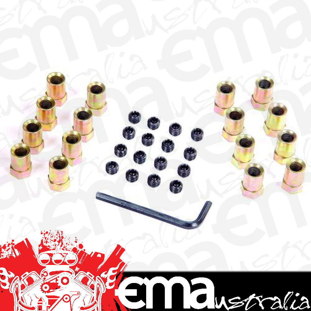 Mr Gasket MG923 Sure-Lock Rocker Arm Nuts .540" Shank Od 3/8" Stud Size Gold Tone Finish Small Block Chevy & Ford 289-351 Except 351C