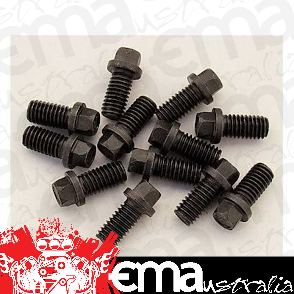 Milodon MIL84543 Header Bolts Hex Head 3/8"-16 x 1.000" U.H.L. Black Oxide