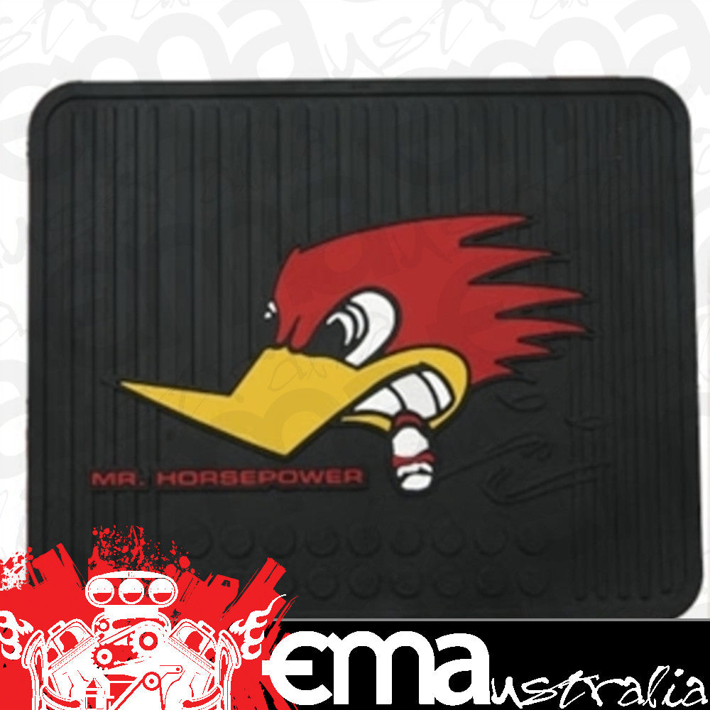 Mooneyes | MNCSC38 | Utility Rubber Floor Mat Clay Smith w/ Woodpecker Logo (each)