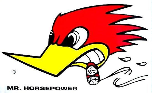 Mooneyes MNCSD18L Clay Smith "Mr Horsepower" Sticker Large w/ Woodpecker Logo 6.5" H x 11" W L/H