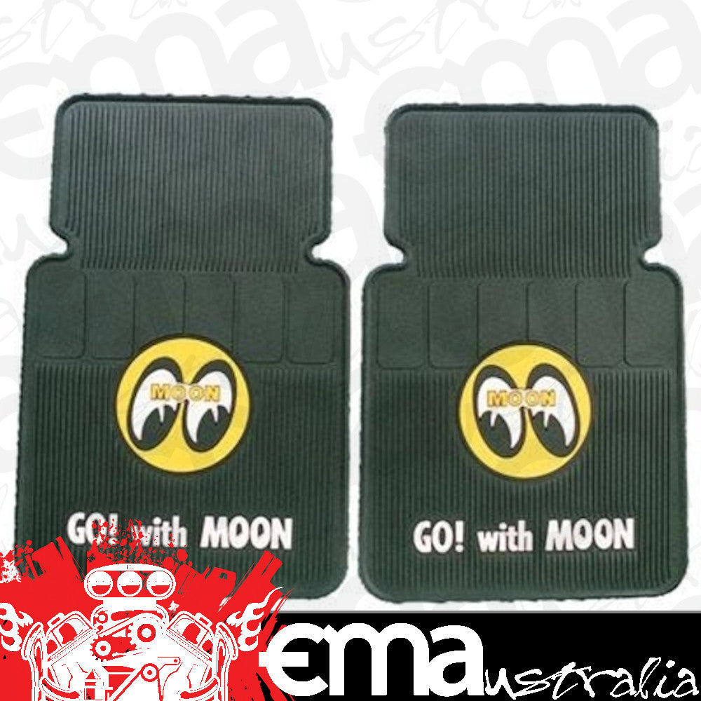 Mooneyes MNMP025BK Rubber Floor Mats Black w/ Moon Logo