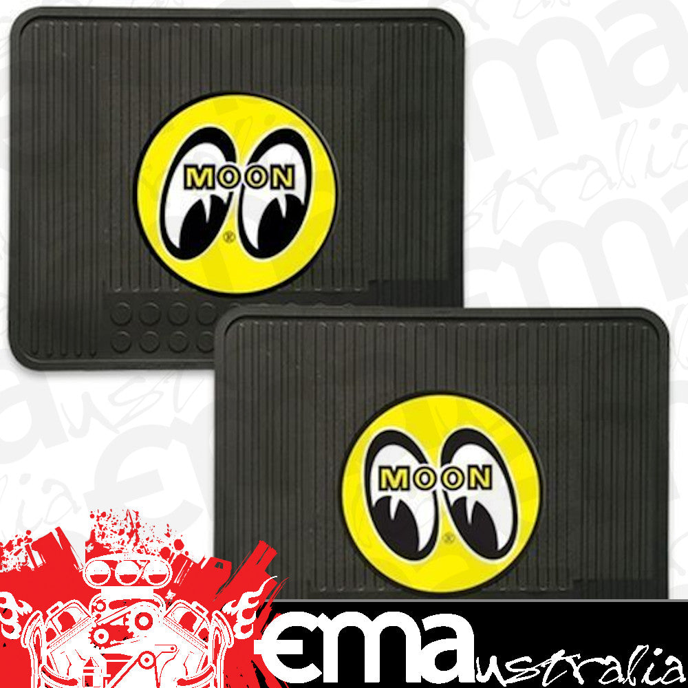Mooneyes | MNMP081BK | Rubber Floor Mats Rear Black w/ Yellow Logo 1Pr