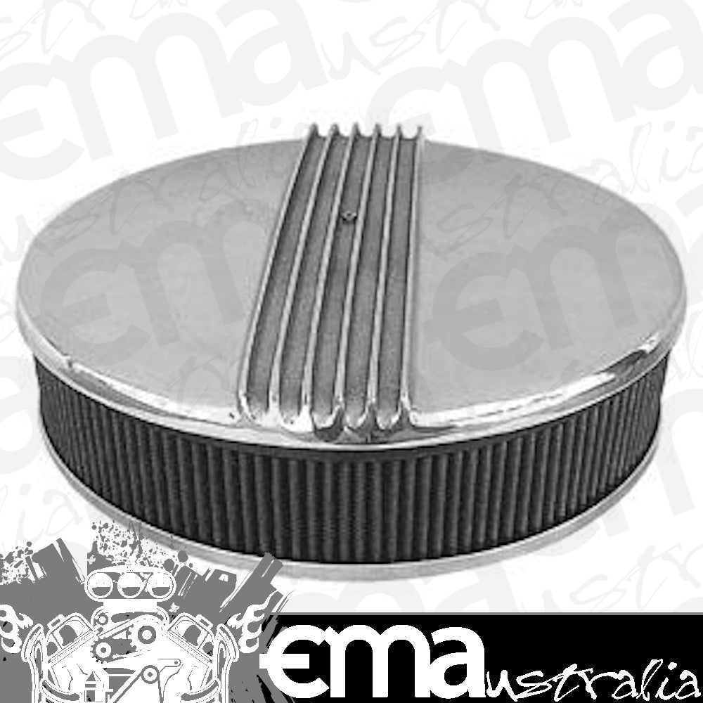 Mooneyes MNMP720 Finned Aluminium Air Cleaner suit 5-1/8" Carburettor 14" x 3"
