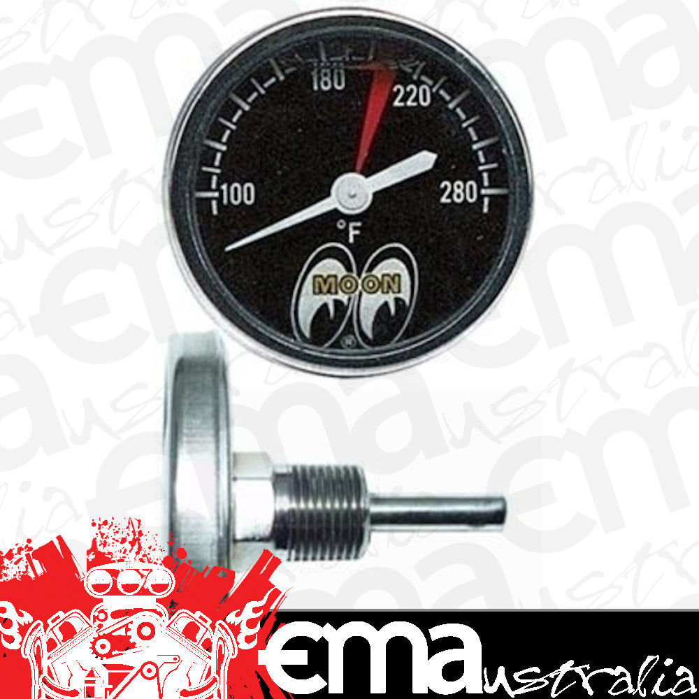 Mooneyes MNMPG109LF 2-1/4" Water Temp Gauge 100-280¡ F Black Face Liquid Filled Direct Mount