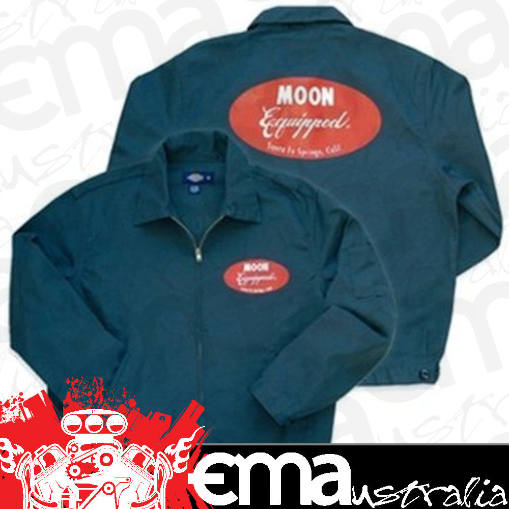 Mooneyes MNMQW005CHL Blue Mechanics Jacket w/ Oval Logo Large