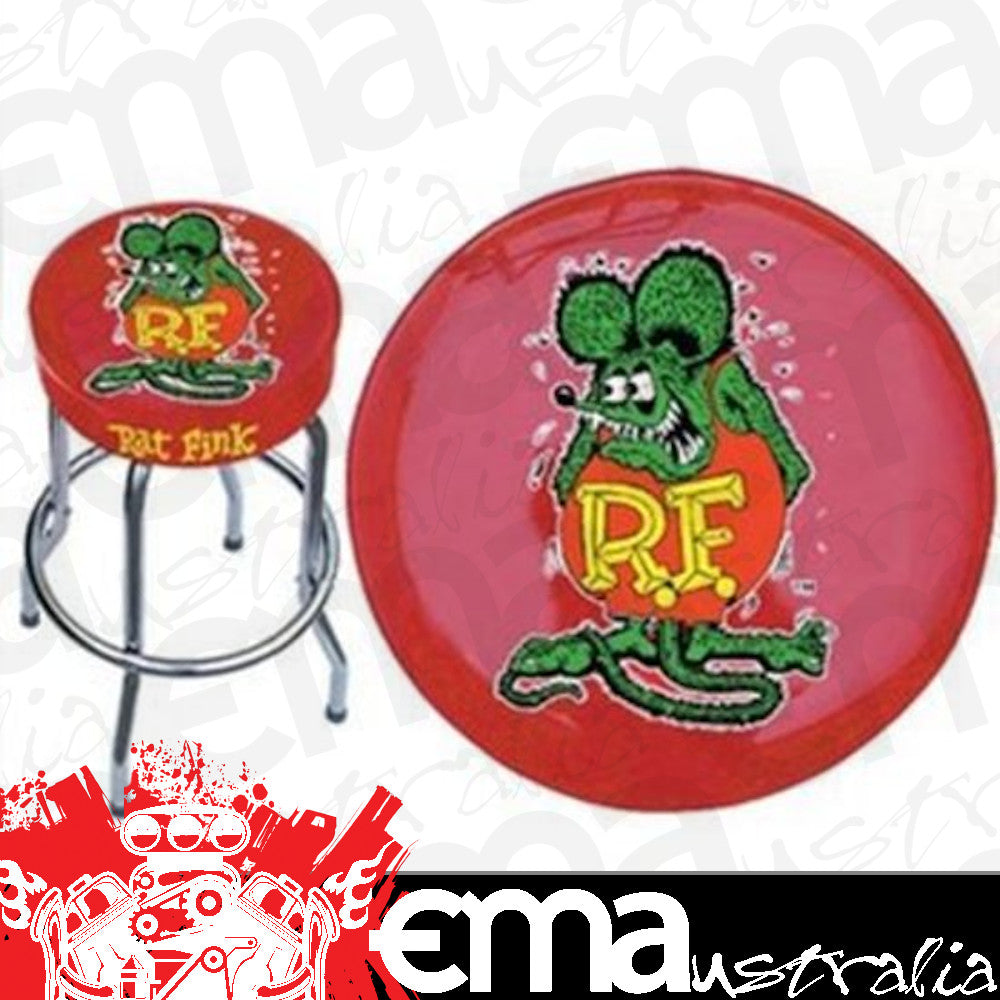 Mooneyes MNRA292 30" Tall Swivel Barstool w/ Rat Fink Logo