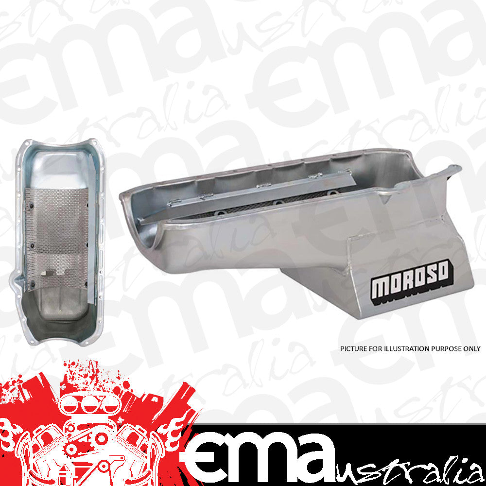 Moroso MO20206 Oil Pan Steel 8-1/4" Deep 6.6L (Suit SB Chev 1986-On R/H Dipstick 1-Piece Main)