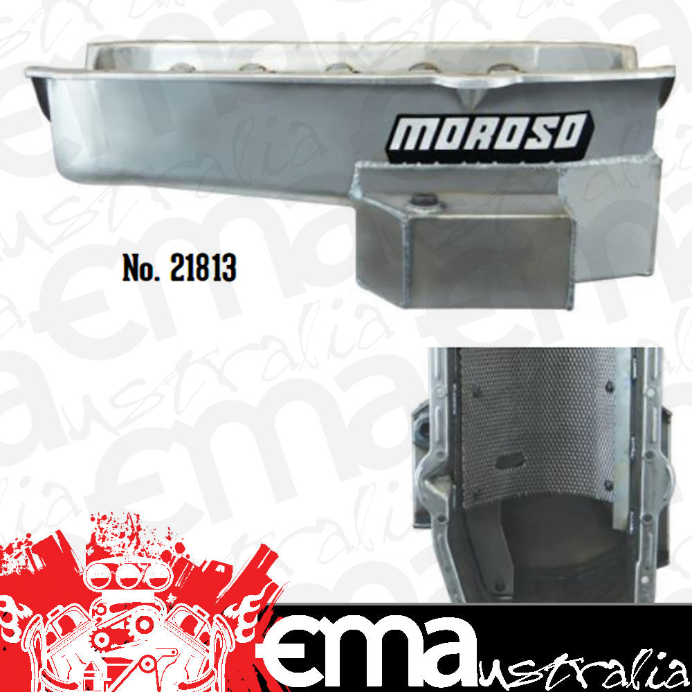 Moroso MO21815 Drag / Road Race Oil Pan Fabricated Steel 7-1/2" Deep 6.62L (Suit SB Chev 1-Piece Seal R/H Dipstick 86-On)