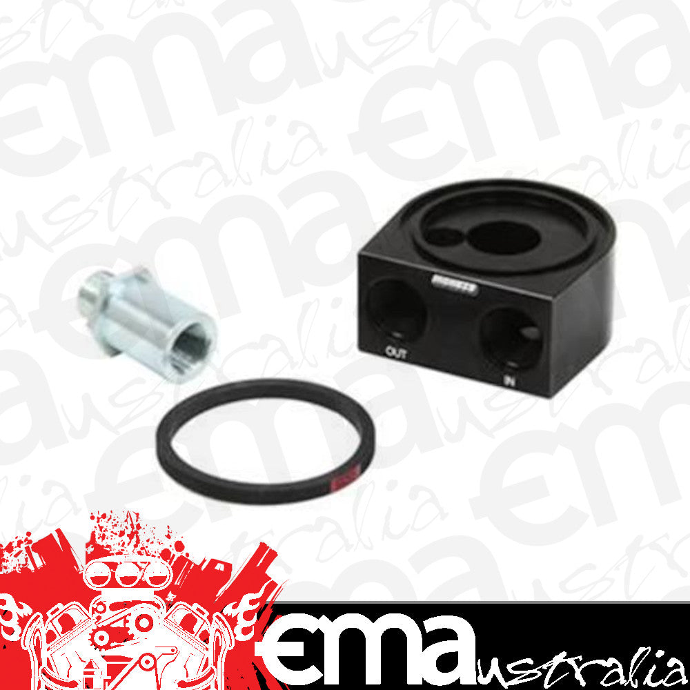 Moroso MO23695 Oil Filter Adapter Sandwich Aluminium Black Anodized 18Mm X 1.5 Thread -10 An O-Ring Inlet/Outlet (each)