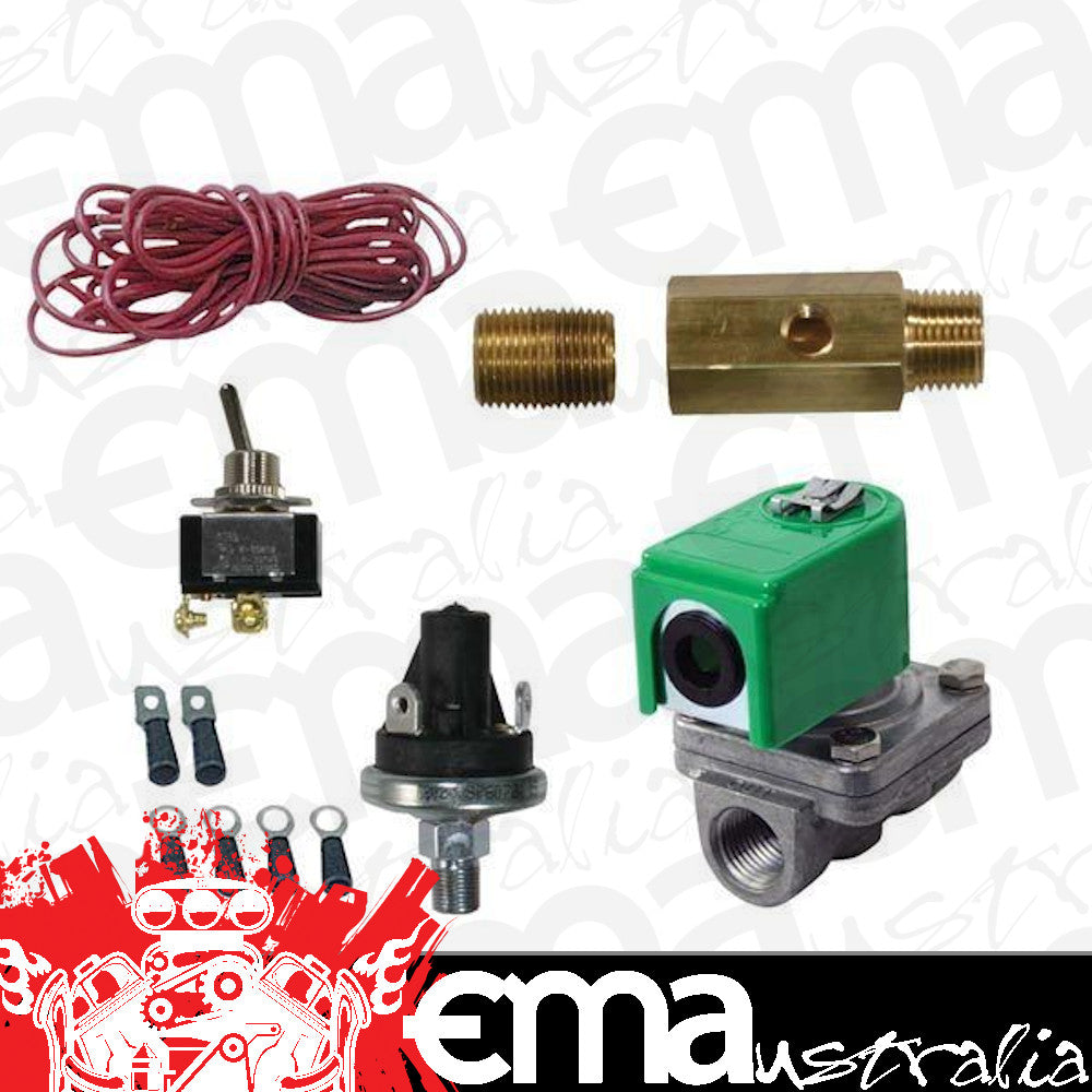 Moroso | MO23907 | Accumulator 12V Solenoid Valve 15-24 PSI Toggle Switch Kit