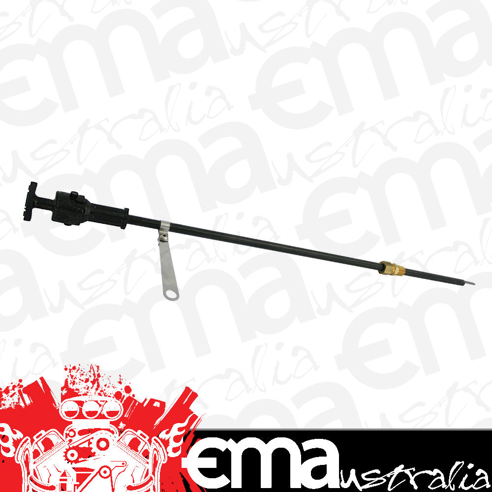 Universal - Designed to work with a Moroso or any other oil pan with a built-in 1/4 in. NPT fitting Twist Lock Engine Dipstick Kit Black 24" Long Moroso MO25973