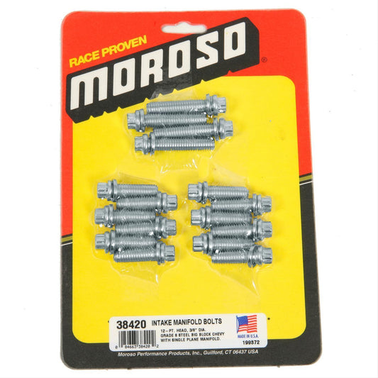 Moroso MO38410 Chevy Big Block 12 Pt 3/8-16" Ntake Manifold Bolt Kit