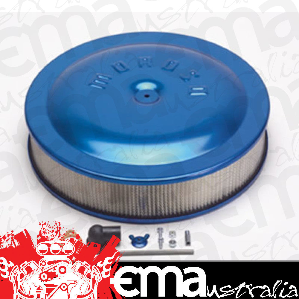 Moroso MO65902 Racing Air Cleaner 14" Dia with 3" Filter Blue Anodised Aluminium (Pvc Adapter Included)
