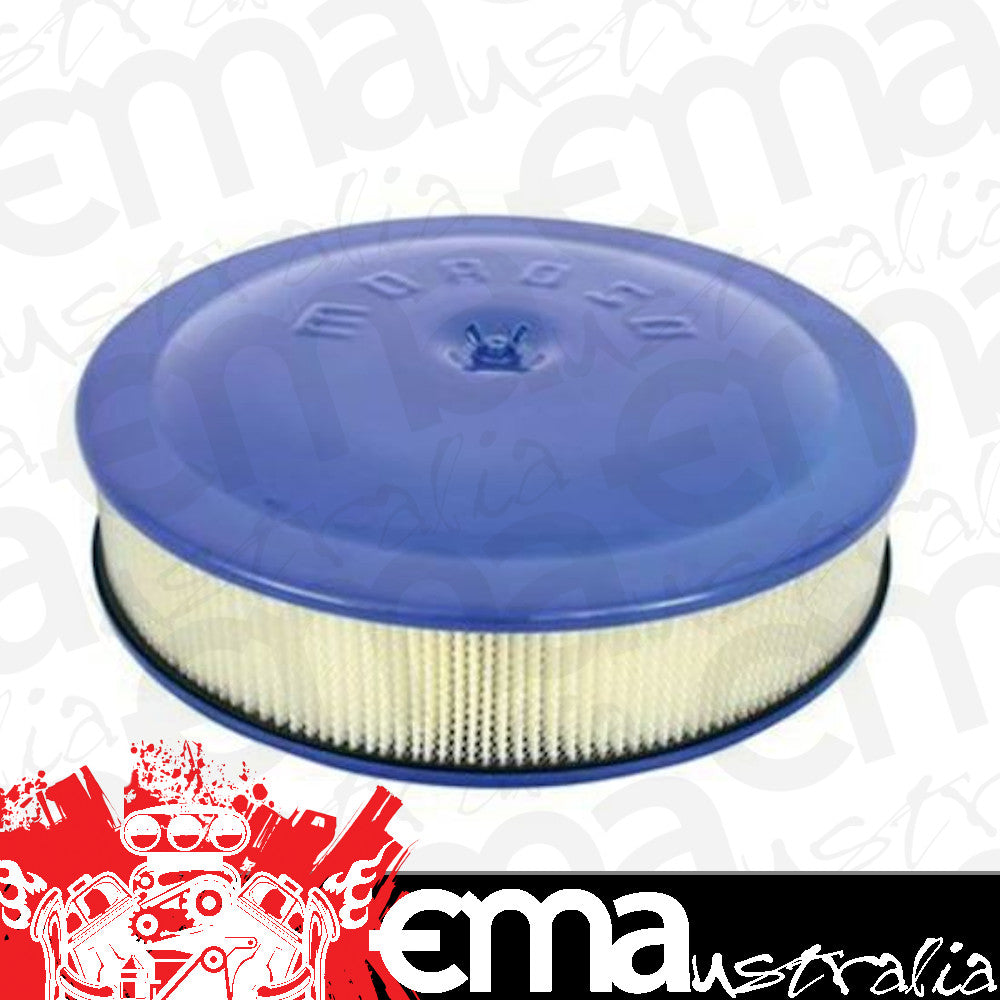 Moroso MO65906 Air Cleaner 14 Inch X 3 Inch Blue Powder Coat Alum with 3 Inch Filter Hardware Included