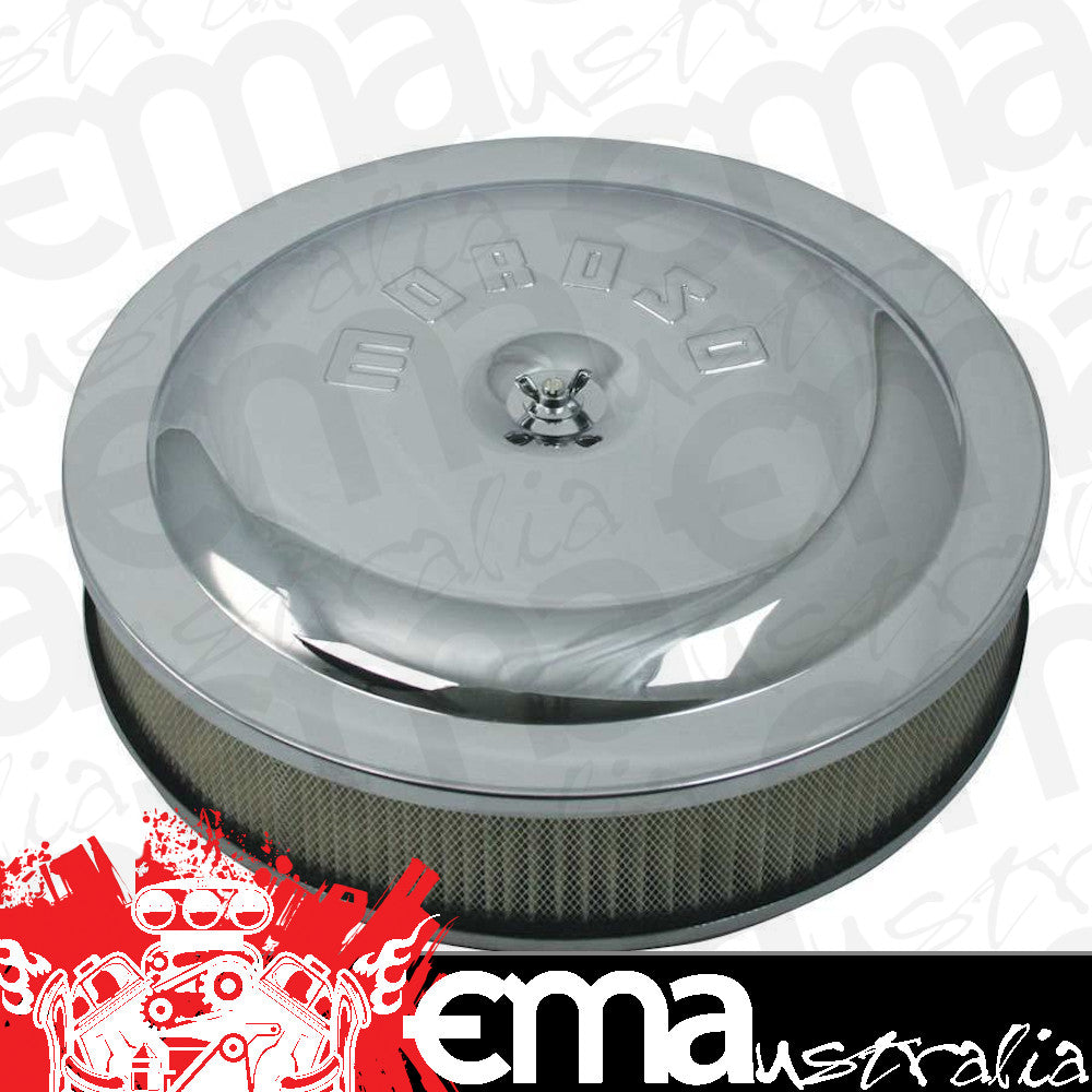 Moroso MO65910 Hand Polished Chrome 14" X 3" Air Cleaner Assembly Logo