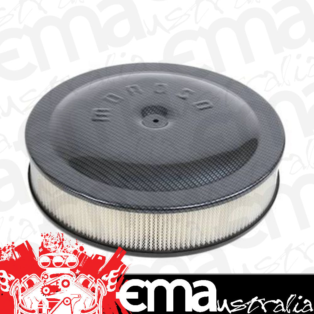 Moroso MO65915 14 X 3" Racing Air Cleaner Dropped Base Carbon Fiber Grey/Black