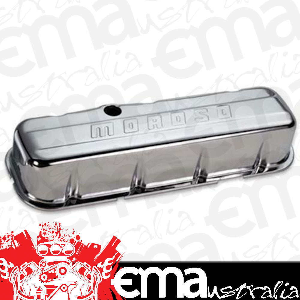 Moroso MO68113 Valve Covers Tall Steel Chrome Logo Chevrolet Big Block Pair