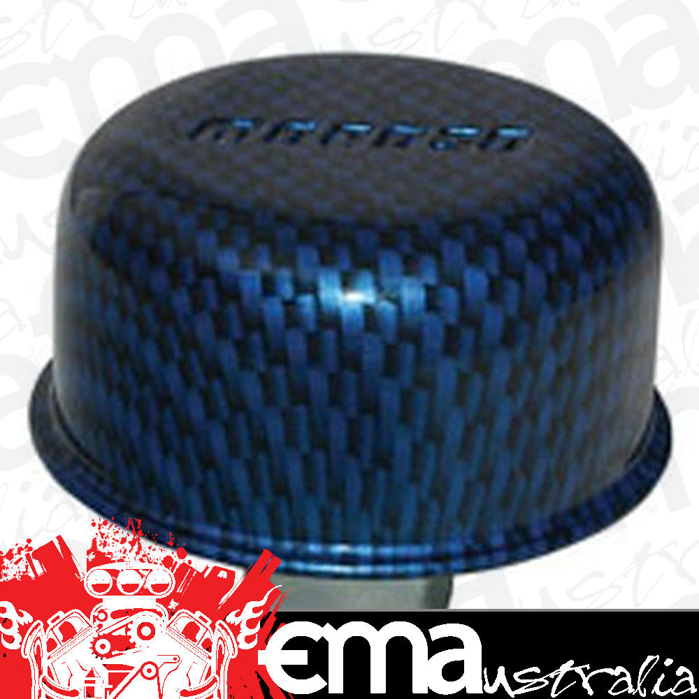 Moroso | MO68724 | Aluminium Valve Cover Breather Blue/Black Carbon Fibre Design