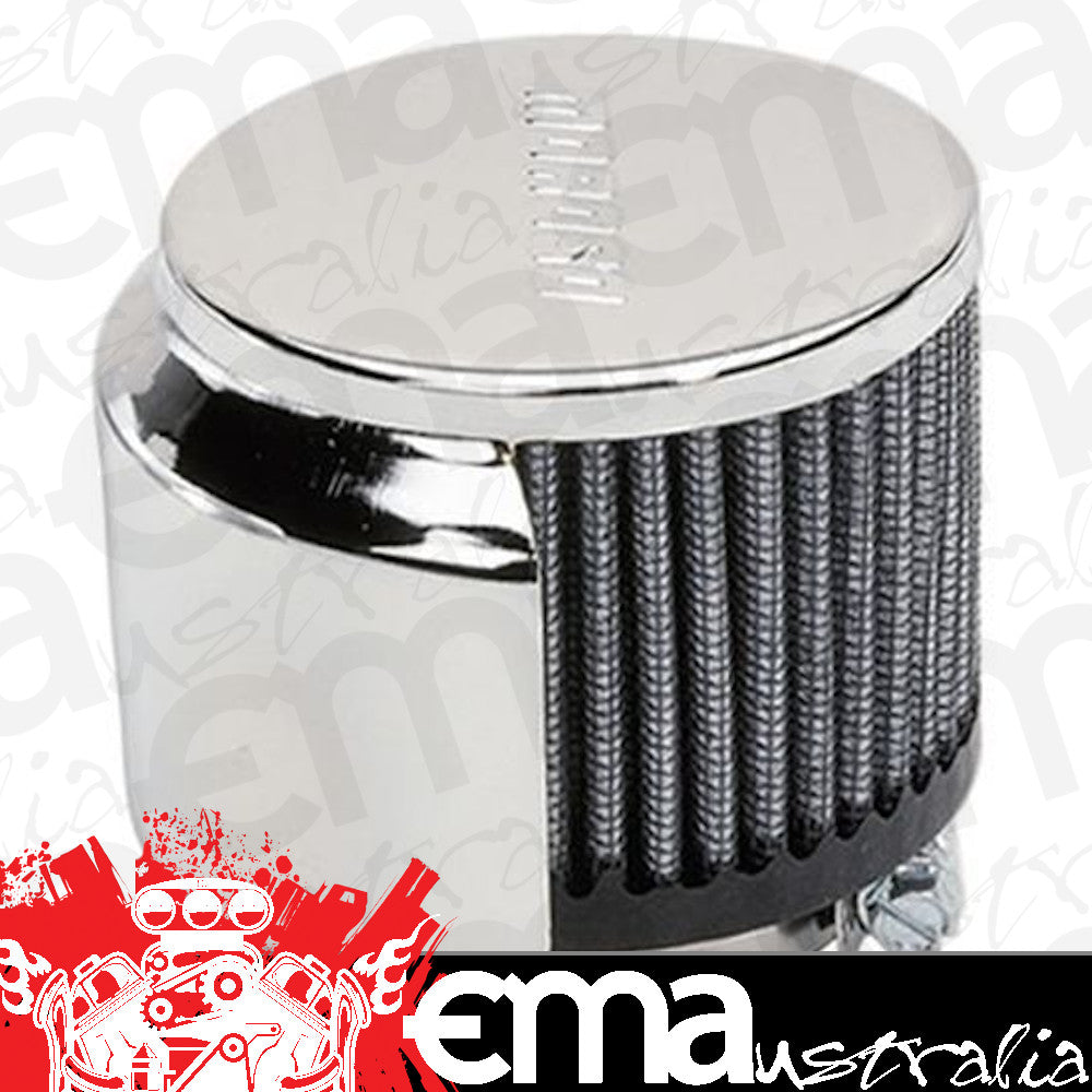 Moroso | MO68811 | Shielded Valve Cover Breather 1-3/8" Clamp On Type Chrome
