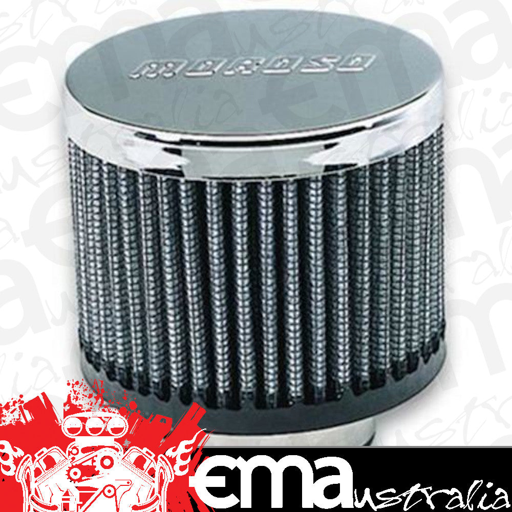 Moroso MO68815 Valve Cover Breather Clamp -On Round Steel/RuBBer Chrome/Black 1 3/8 In. Nipple Logo (each)
