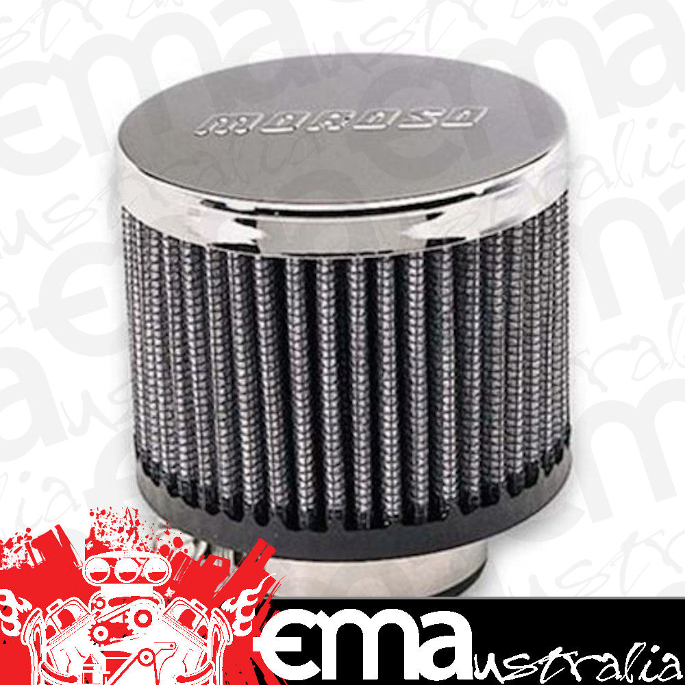 Moroso MO68816 Valve Cover Breather Clamp -On Round Steel/RuBBer Chrome/Black 1 1/2 In. Nipple Logo (each)