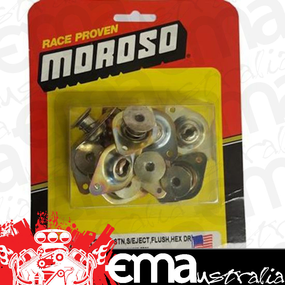 Moroso MO71383 Quick Fasteners Complete Fastener Steel Gold Self-Ejecting Flush Hex 0.550 In. (set of 10)