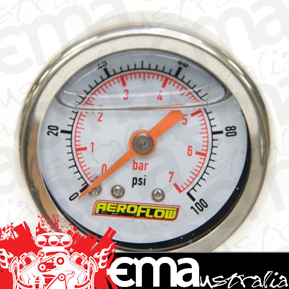 AEROFLOW 1-1/2" LIQUID FILLED 0-100 PSI PRESSURE GAUGE WHITE FACE AF30-2003