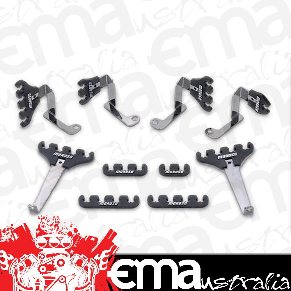 Moroso | MO72131 | Ford SB V8 Spark Plug Lead Separator Kit 7-9Mm Chrome/Red