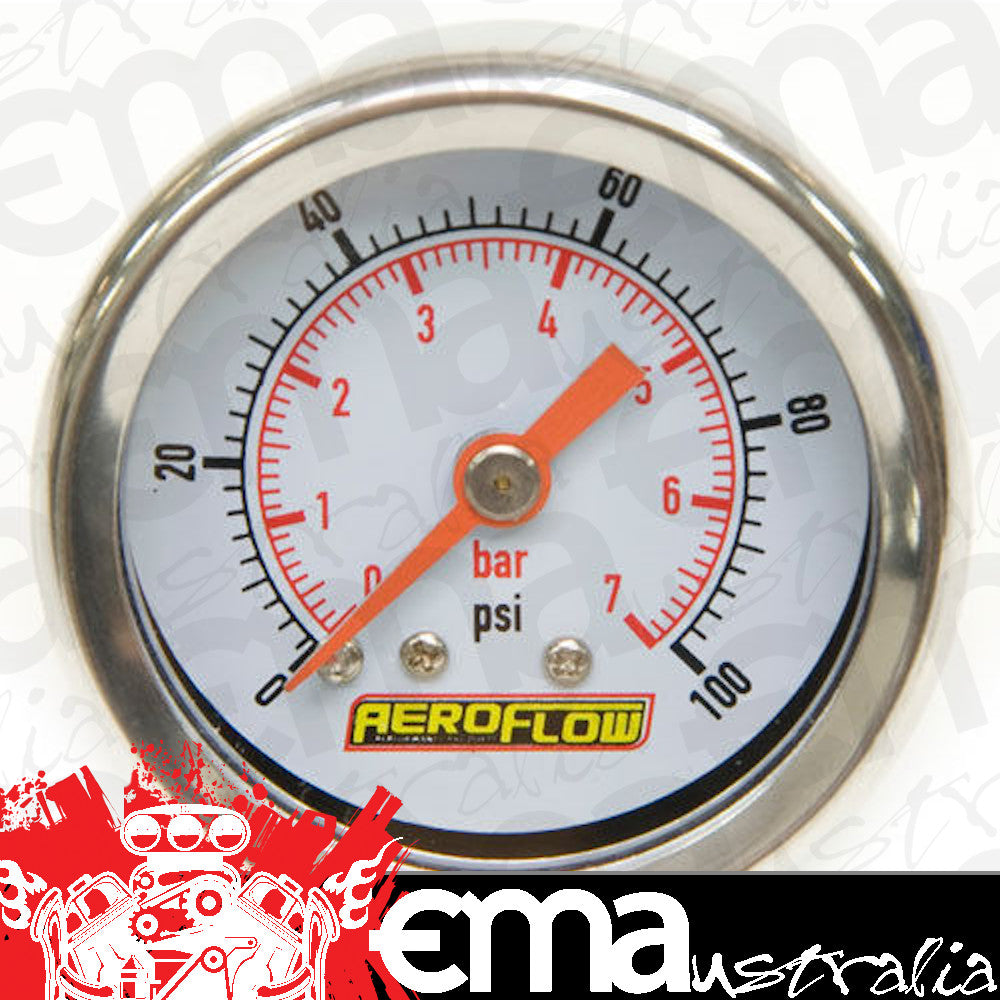 AEROFLOW 1-1/2" PRESSURE GAUGE 0-100 PSI WHITE FACE AF30-2007