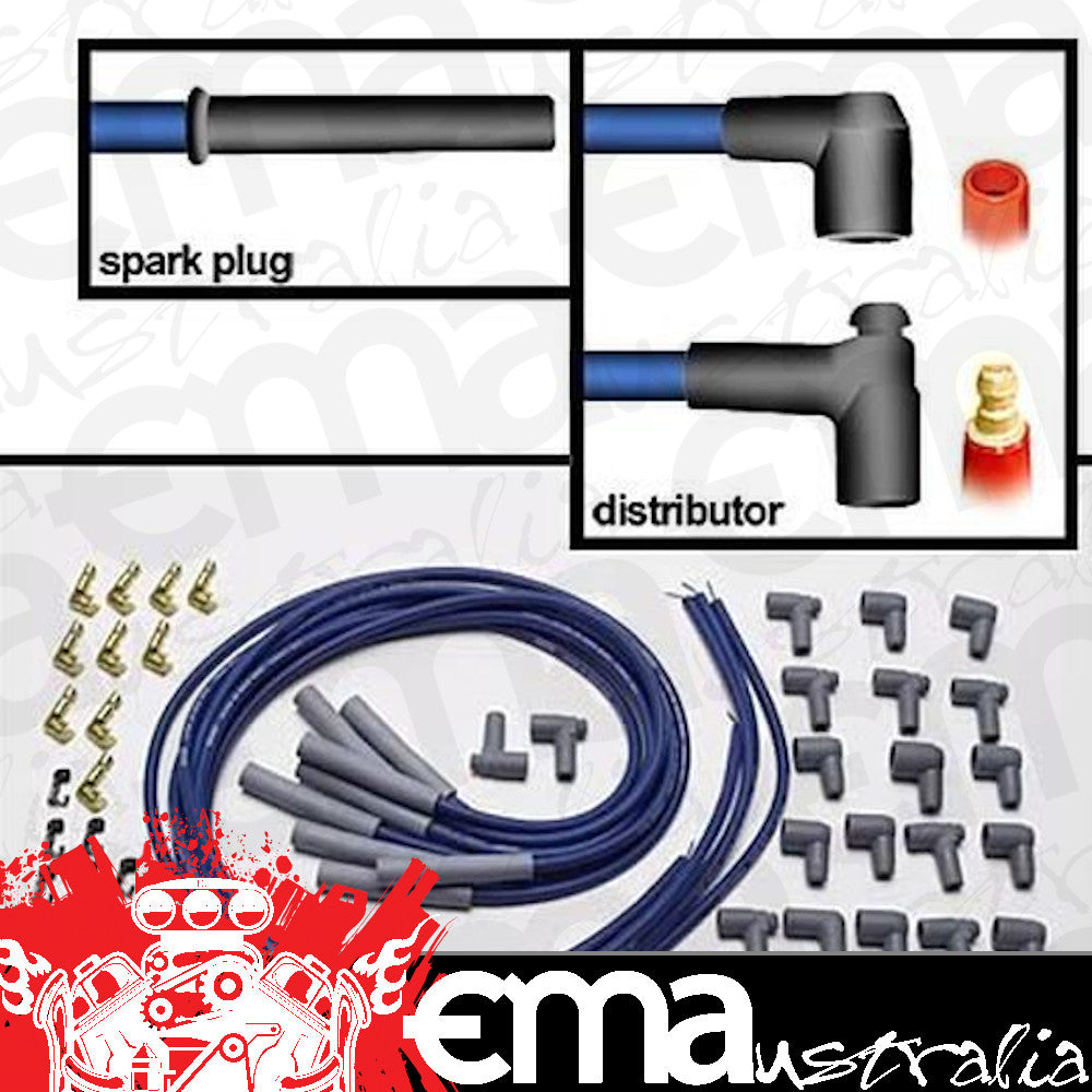 Moroso MO73801 Ultra-40 V8 8.65Mm Spark Plug Lead Set Straight Boots Blue