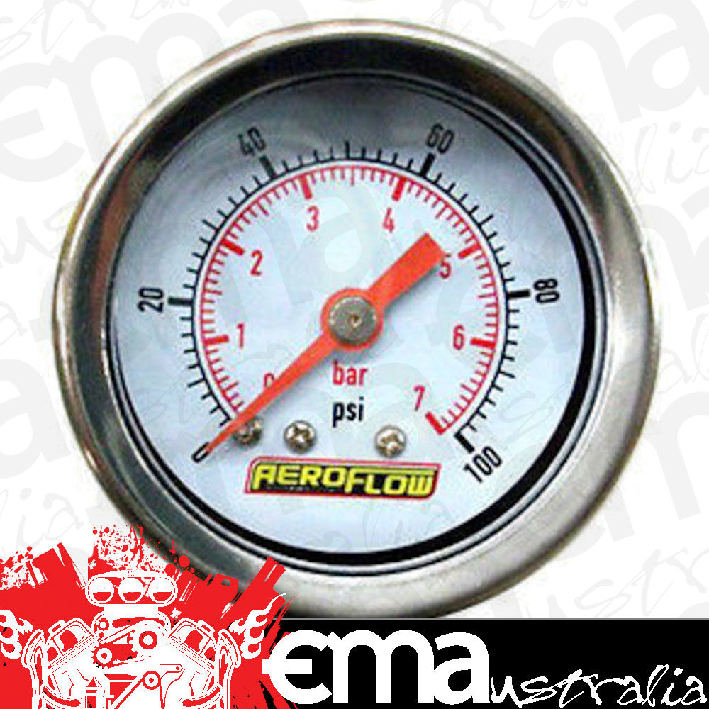 Aeroflow AF30-2011 1-1/2" 0-30 Psi Pressure Gaugewhite Face Orange Pointer