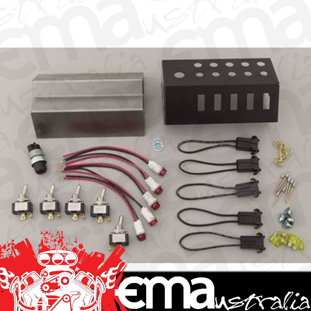 Moroso MO74135 Toggle Switch Panel; Cage Mount; 7 In. Length; Incl. 5 On/Off Switches w/Starter Button/Bracket;