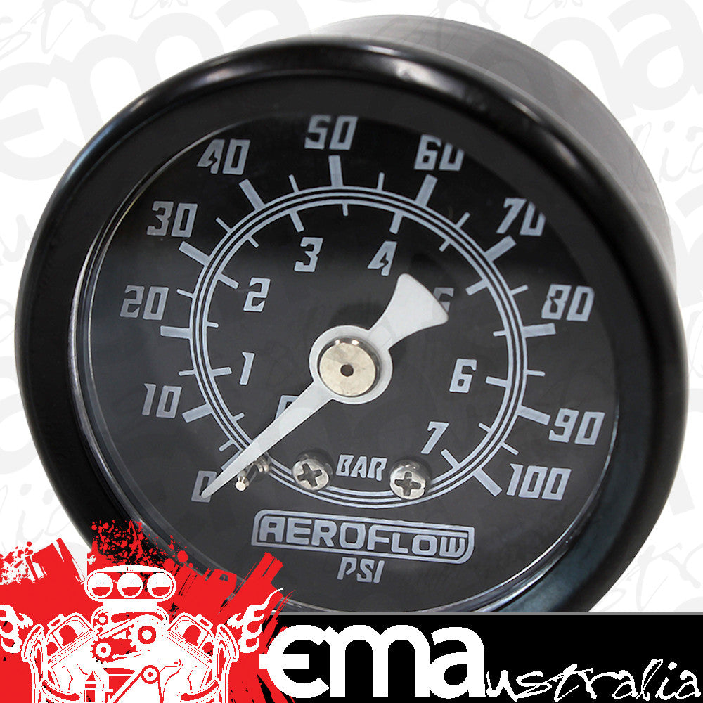 Aeroflow Performance Products AF30-2205 1-1/2" 0-100 Psi Press Gauge Black Face White Pointer