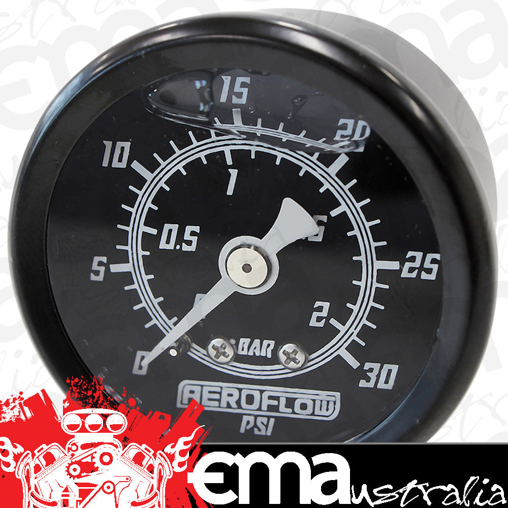 Aeroflow AF30-2208 1-1/2" 0-30 Psi Liq Fill Gaugeblack Face White Pointer