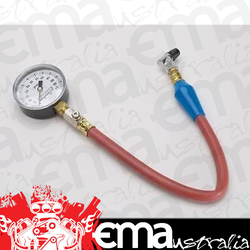 Moroso MO89560 2-5/8" Analog Tyre Pressure Gauge , 0-60 PSI 15-1/2" Long Hose