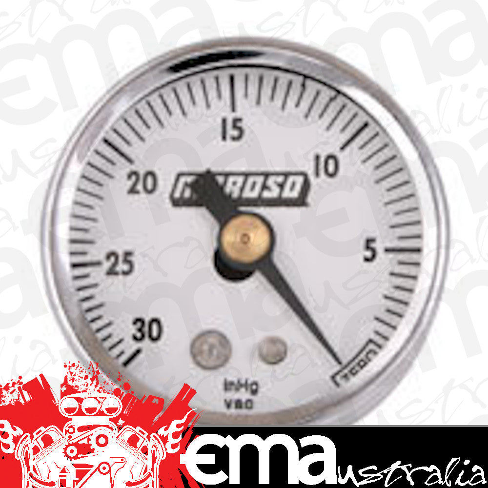Moroso MO89610 Vacuum Gauge (1.5" Diameter, 0-30" Hg with 1/8" Npt Thread)