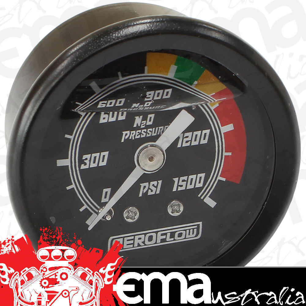Aeroflow Performance Products AF30-2215 1-1/2" 0-1500 Psi Nos Gauge Black Face White Pointer