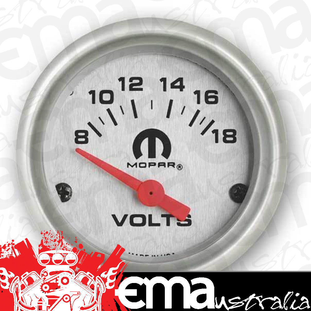 2-1/16" Voltmeter 8-18 Volts Silver Face w/ Mopar Logo MP4510442