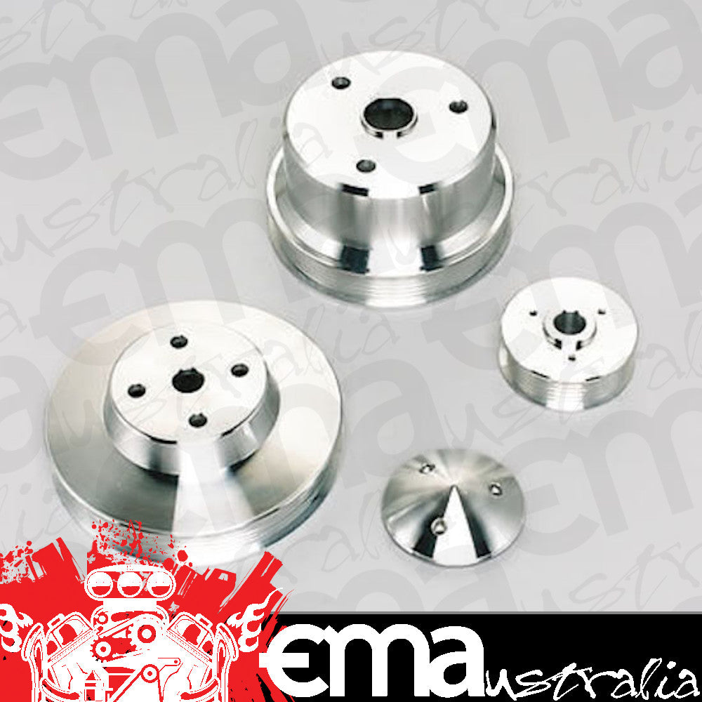 Chevy small block Gen I 305-400C.I.D. (Long water pump)Pulley Style: Serpentine Performance Pulley Kit For Chev SB 305-400 Pump March Performance Products MPP6310