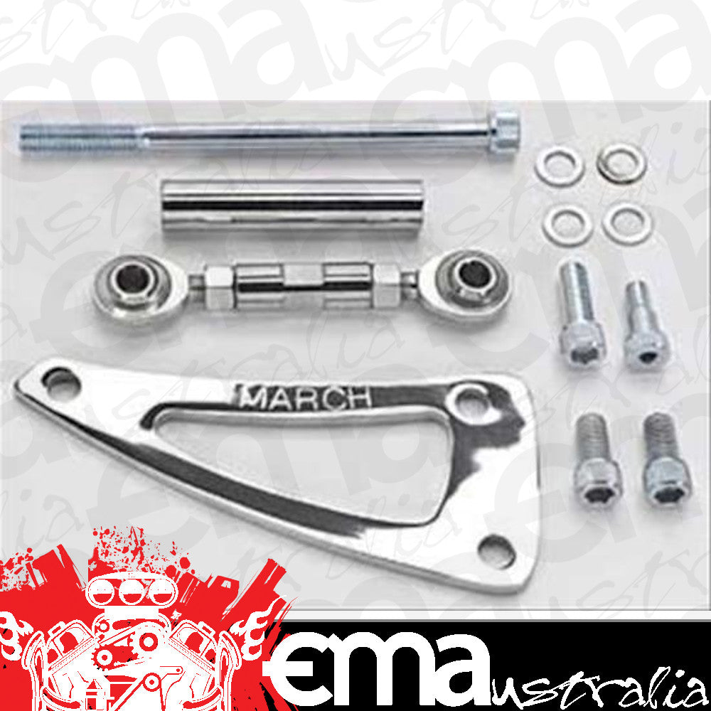 March Performance Products MPP80120 March Performance Chrome Alternator Bracket Kit SB Chevy w/ Long Water Pump