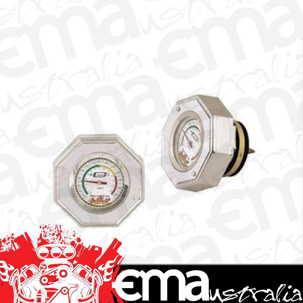 Mr Gasket MR2474S Radiator Cap/Gauge Thermocap Aluminium Silver Anodized Plain 20 Psi 30-270 Degrees F Each