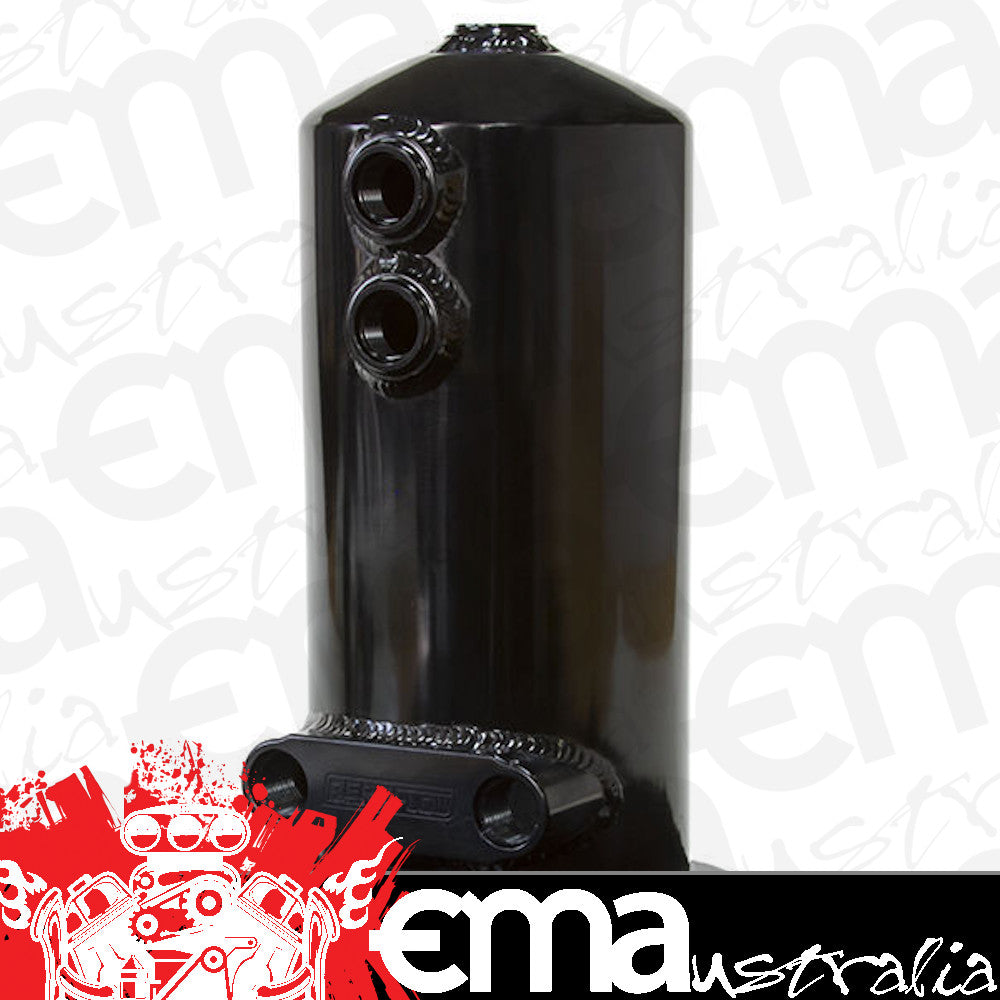 Aeroflow AF49-1024BLK Surge Tank 2.5L Spun Alloy Dual Feed Option 4 x -8ORB