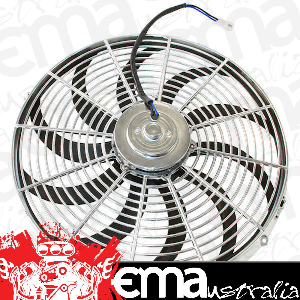 Aeroflow AF49-1027 14" Curved Blade Chrome Fan Reversible 1350Cfm
